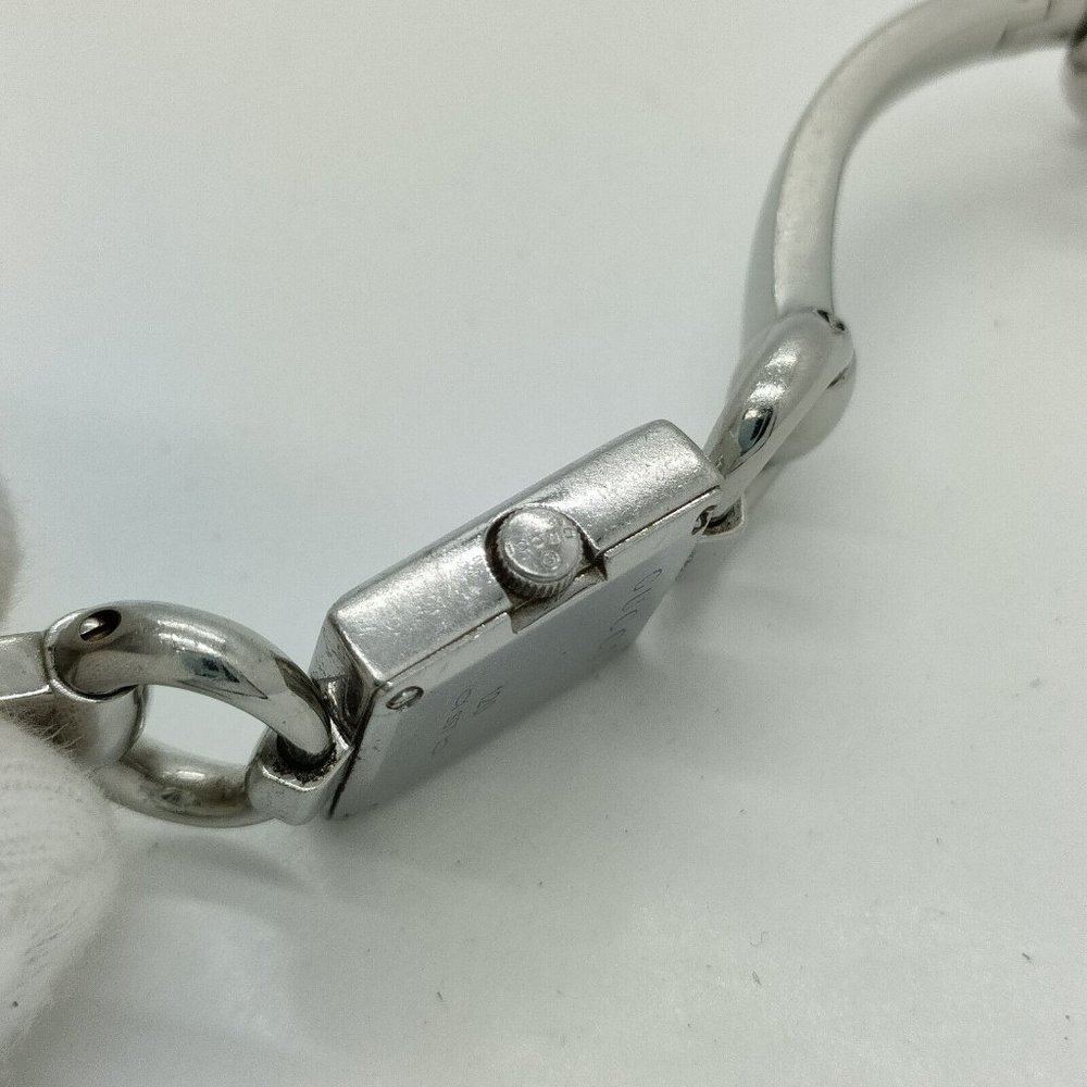 EUC GUCCI Horsebit Silver Bangle 120 Bangle Watch 18mm Women's Black X Silver - Picture 8 of 14